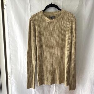 ASOS sweater cable knit crew long sleeves beige olive SZ S NWOT